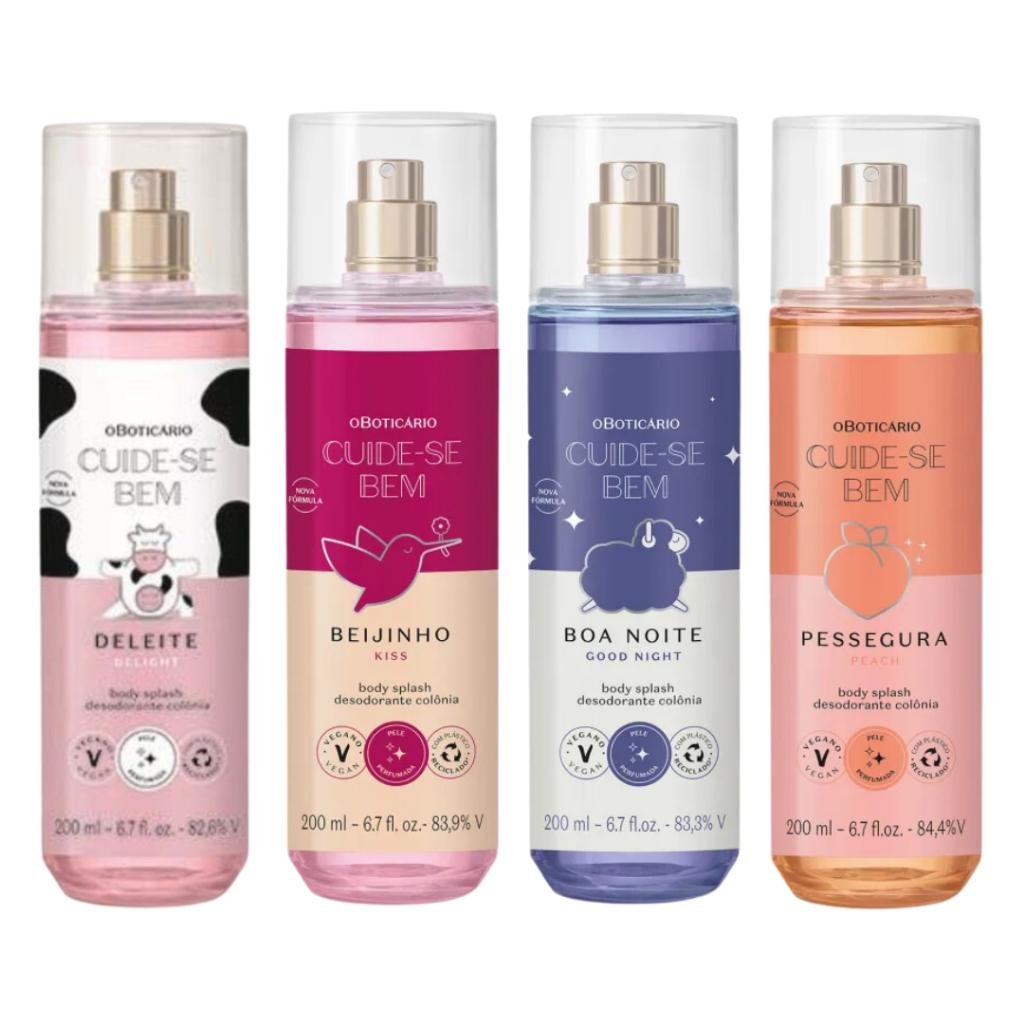 Kit 4 Body Splashes O Boticário Cuide-se Bem 200ml — foto 1